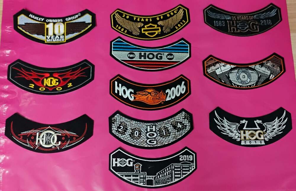 11 Curved Rocker H.O.G. Patches